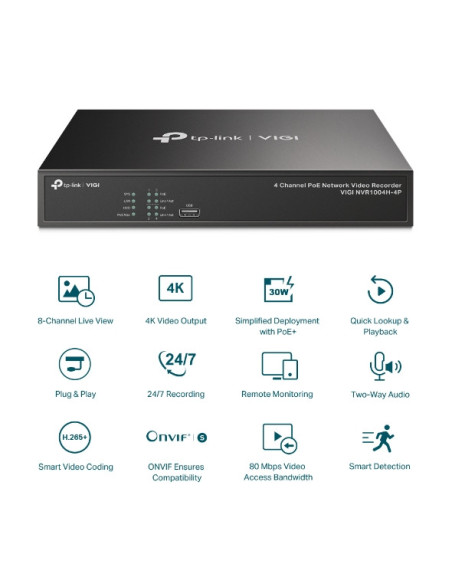 TP-Link VIGI 4 Channel PoE Network Video Recorder | VIGI NVR1004H-4P