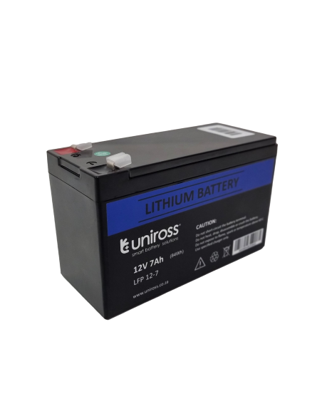 Uniross 12.8V 7Ah (89.6Wh) LiFEPO4 Battery | UR-BAT-LiFePO4-12-7