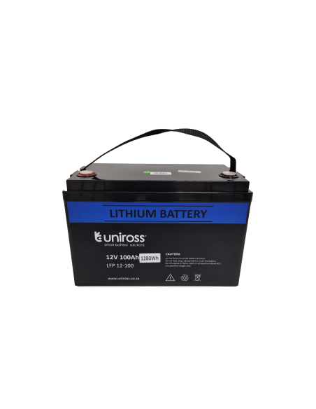 Uniross 12.8V 100Ah (1.28kWh) LiFEPO4 Battery | UR-BAT-LiFePO4-12-100