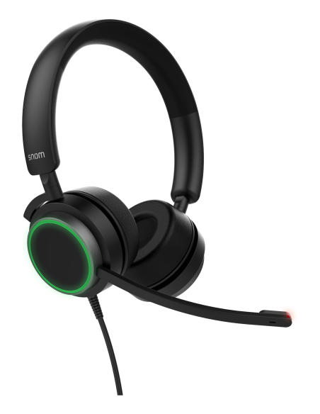 Snom A330D Binaural Over-Ear Headset, Passive Noise Cancellation, VoIP Phone Headset, USB/3.5mm