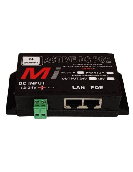 Micro Instruments Gb DC PoE Injector, 12V or 24V in - 48V out, 30W Max