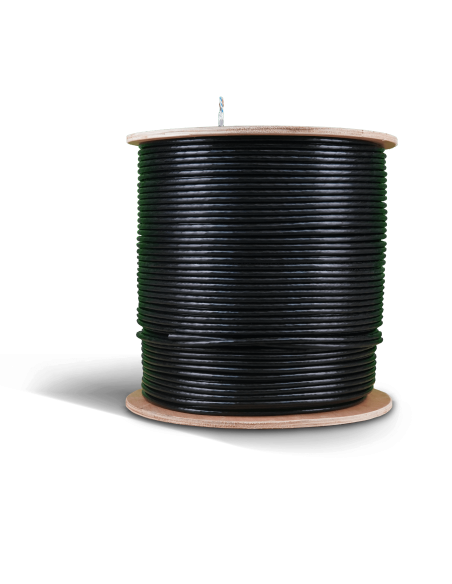 Acconet CAT6 UV Outdoor Ethernet Cable 500m Black Solid Copper SF/TP Roll | CAT6U-500-SC