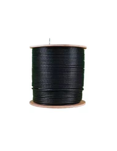 Essential CAT6 UV Outdoor Ethernet Cable 500m Black Solid Copper SF/TP Roll | CAT6U-500-SC-GEN
