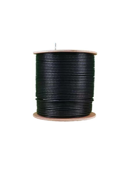 Essential CAT6 UV Outdoor Ethernet Cable 500m Black Solid Copper SF/TP Roll | CAT6U-500-SC-GEN
