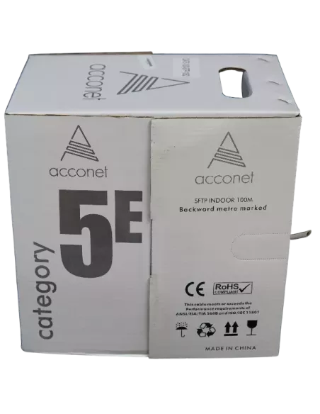 Acconet CAT5e Indoor Ethernet Cable 100m White CCA STP Pull Box | CAT5-100-SC-STP