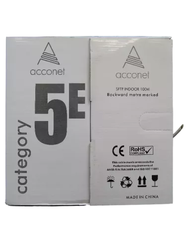 Acconet CAT5e Indoor Ethernet Cable 100m White CCA STP Pull Box | CAT5-100-SC-STP Acconet CAT5e Indoor Ethernet Cable 100m White CCA STP Pull Box | CAT5-100-SC-STP