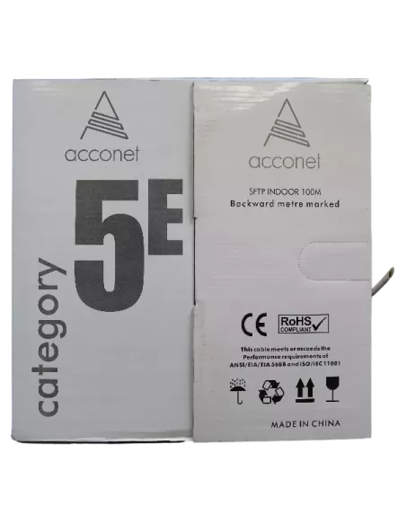 Acconet CAT5e Indoor Ethernet Cable 100m White CCA STP Pull Box | CAT5-100-SC-STP