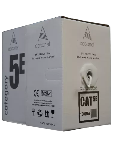Acconet CAT5e Indoor Ethernet Cable 100m White CCA STP Pull Box | CAT5-100-SC-STP