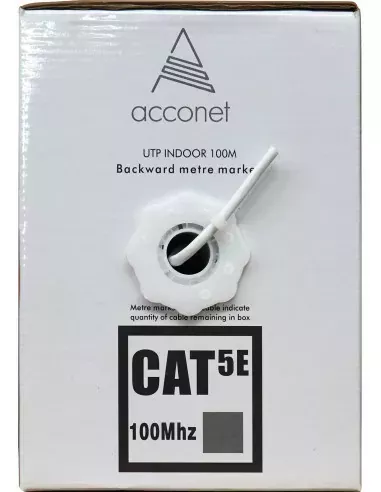 Acconet CAT5e Indoor Ethernet Cable 100m White Solid Copper UTP Pull Box | CAT5-100-SC Acconet CAT5e Indoor Ethernet Cable 100m White Solid Copper UTP Pull Box | CAT5-100-SC