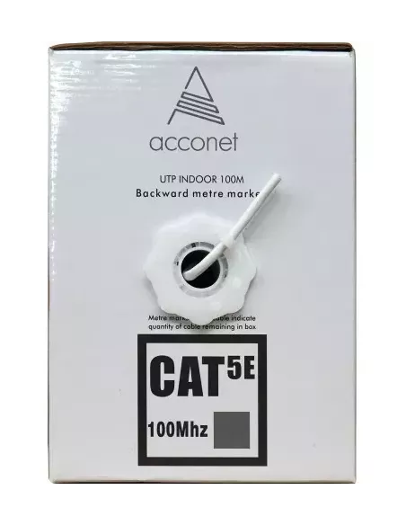 Acconet CAT5e Indoor Ethernet Cable 100m White Solid Copper UTP Pull Box | CAT5-100-SC