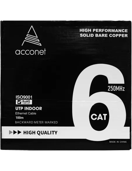 Acconet CAT6 Indoor Ethernet Cable 100m White Solid Copper UTP Pull Box | CAT6-100-SC