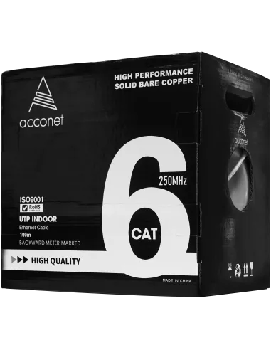 Acconet CAT6 Indoor Ethernet Cable 100m White Solid Copper UTP Pull Box | CAT6-100-SC