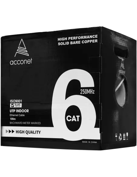 Acconet CAT6 Indoor Ethernet Cable 100m White Solid Copper UTP Pull Box | CAT6-100-SC