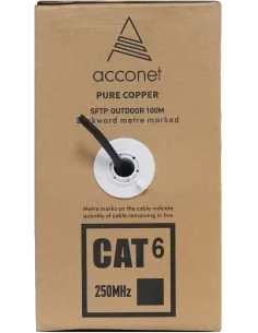 Acconet CAT6 UV Outdoor Ethernet Cable 100m Black Solid Core SF/TP Pull Box | CAT6U-100-SC 2