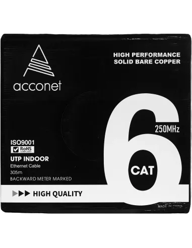 Acconet CAT6 Indoor Ethernet Cable 305m White Solid Copper UTP Pull Box | CAT6-305-SC Acconet CAT6 Indoor Ethernet Cable 305m White Solid Copper UTP Pull Box | CAT6-305-SC