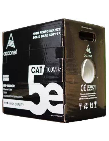 Acconet CAT5e Indoor Ethernet Cable 305m White Solid Copper UTP Pull Box | CAT5-305-SC