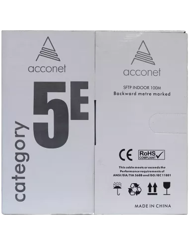 Acconet CAT5e Indoor Ethernet Cable 100m White Solid Copper STP Pull Box | CAT5-100-SC-STP Acconet CAT5e Indoor Ethernet Cable 100m White Solid Copper STP Pull Box | CAT5-100-SC-STP
