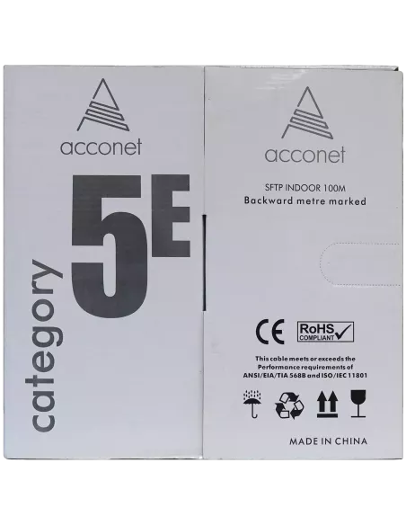 Acconet CAT5e Indoor Ethernet Cable 100m White Solid Copper STP Pull Box | CAT5-100-SC-STP Acconet CAT5e Indoor Ethernet Cable 100m White Solid Copper STP Pull Box | CAT5-100-SC-STP