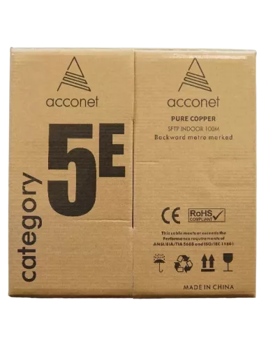 Acconet CAT5 UV Outdoor Ethernet Cable 100m Black Solid Copper SF/TP Pull Box | CAT5U-100-SC