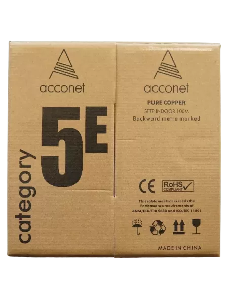 Acconet CAT5 UV Outdoor Ethernet Cable 100m Black Solid Copper SF/TP Pull Box | CAT5U-100-SC