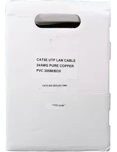 Essential CAT5e Indoor Ethernet Cable 305m Grey Solid Copper UTP Pull Box | CAT5-305-GEN-SC