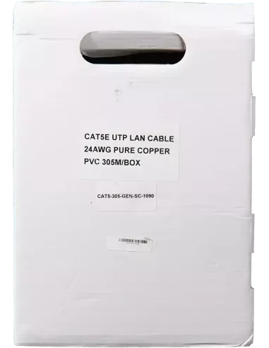 Essential CAT5e Indoor Ethernet Cable 305m Grey Solid Copper UTP Pull Box | CAT5-305-GEN-SC