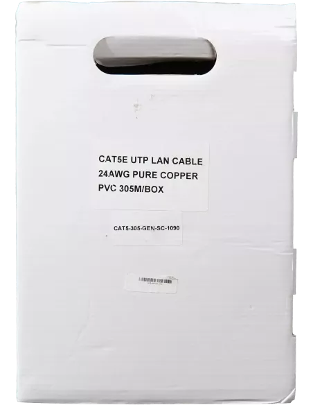 Essential CAT5e Indoor Ethernet Cable 305m Grey Solid Copper UTP Pull Box | CAT5-305-GEN-SC