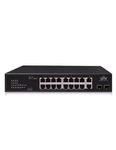 UNV - 16x Gigabit PoE Ethernet Port Switch, 2x Gigabit port, 2x SFP port UNV - 16x Gigabit PoE Ethernet Port Switch, 2x Gigabit port, 2x SFP port