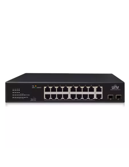 UNV - 16x Gigabit PoE Ethernet Port Switch, 2x Gigabit port, 2x SFP port UNV - 16x Gigabit PoE Ethernet Port Switch, 2x Gigabit port, 2x SFP port