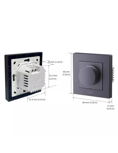 Aqara Dimmer Switch H2 EU 2 in 1 With Neutral & No Neutral (Gray) | AQ-CTRL-DIM-SW-WALL-G