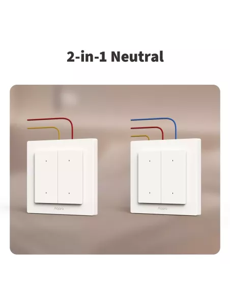 Aqara Light Switch H2 EU - 2 in 1 With Neutral & No Neutral (4 Buttons, 2 Channels) | AQ-CTRL-SW4-WALL