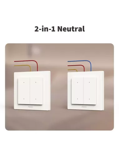 Aqara Light Switch H2 EU - 2 in 1 With Neutral & No Neutral (2 Buttons, 1 Channel) | AQ-CTRL-SW2-WALL Aqara Light Switch H2 EU - 2 in 1 With Neutral & No Neutral (2 Buttons, 1 Channel) | AQ-CTRL-SW2-WALL