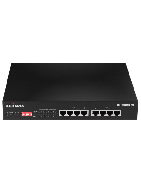 Edimax 8 Port, Unmanaged, Long Range, Gigabit PoE+ Switch with DIP Switch