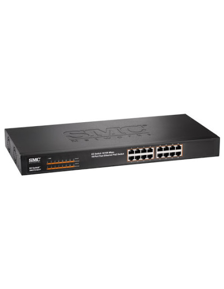 SMC Networks 16-port 10/100 Unmanaged PoE Switch, rack-mountable, 200W